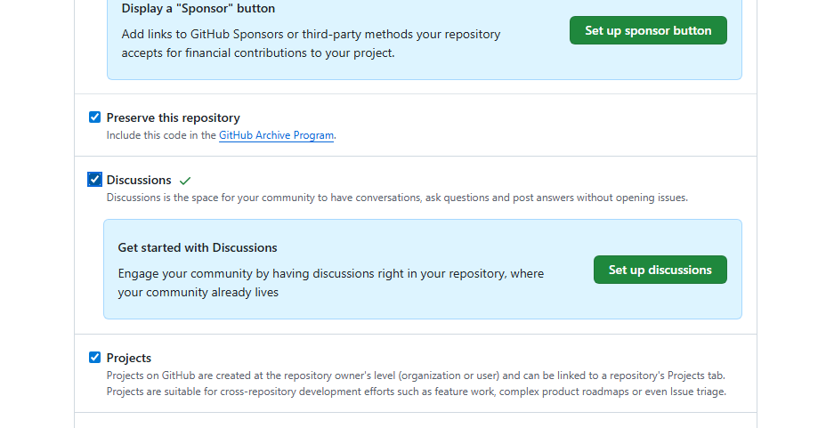 Repository settings